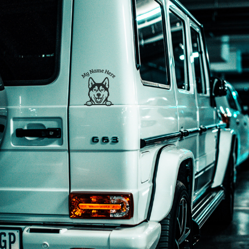 Siberian Husky Sticker with Name | Personalized Dog Vinyl Decal for Car, Laptop or Window