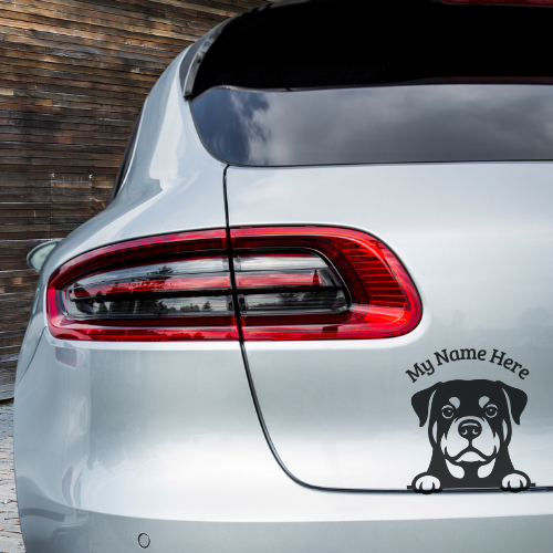 Rottweiler Sticker with Name | Personalized Dog Vinyl Decal for Car, Laptop or Window